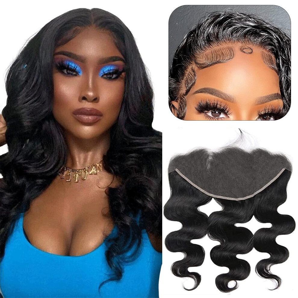 Unisex 14 Inch Hd Lace Frontal Wig 13X6 Transparent Pre Plucked Brazilian Virgin Human Hair