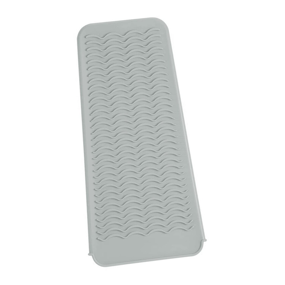 Grey Heat Resistant Silicone Mat For Flat Irons And Curling Wands, Dualuse Travel Pouch, Antislip,