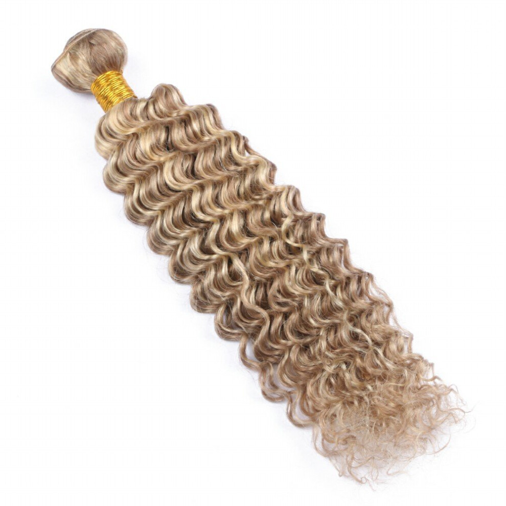 Unisex Brown Deep Wave Human Hair Bundles 8 613 Blonde Unprocessed Virgin Extensions Double Weft 12 Inch