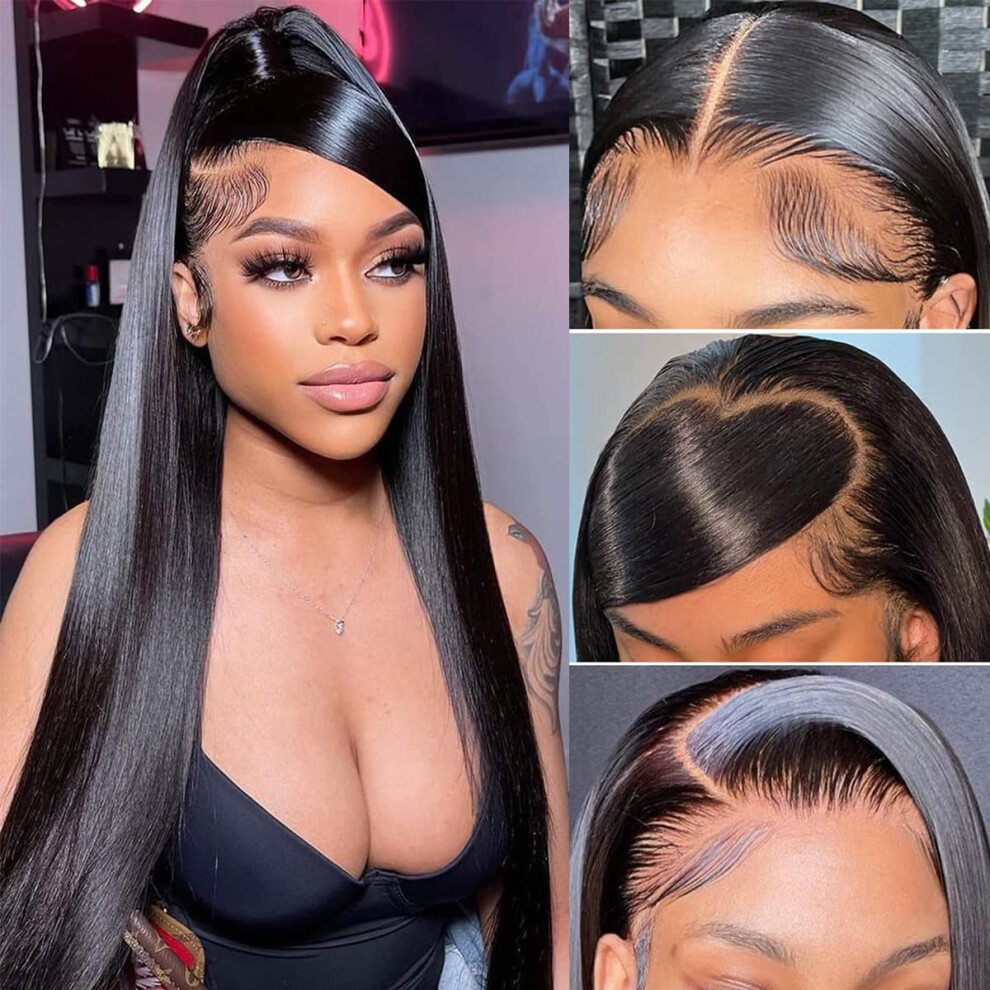 HD Lace Front Wig Human Hair 13x4 Straight Pre Plucked with Baby Hair 150% Density Brazilian Remy