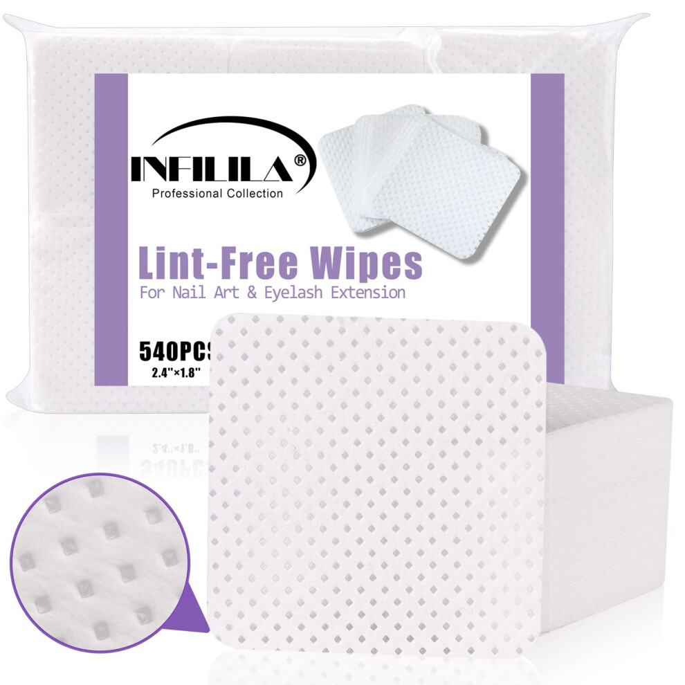 White Lint Nail Wipes 540Pcs Super Absorbent Nonwoven Pads For Gel Polish Removal And Salon Use