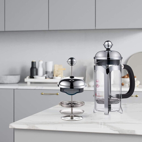 French Press Coffee Maker(12 Oz),Press System,Heat Thickened Borosilicate Glass, Easy Clean 2