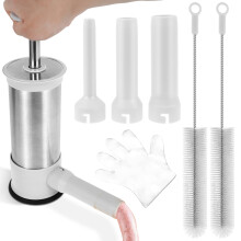 Wekvgz 2Pcs Sausage Stuffer with 4 Tubes, 2.2LBS Manual Vertical Meat Filler, Detachable Sausage Maker Machine for Home Use