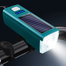 RnemiTe-amo Tilbud! Cykellygte Soldrevet USB Genopladelig 4-tilstands Cykelforlygte Forlygte & Ringeklokke Til Cykling