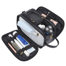Kosmetiktasche mit mehreren Fächern für Damen und Herren, wasserdichte Reise-Make-up-Tasche zum Aufhängen, Kosmetik-Organizer, schwarz