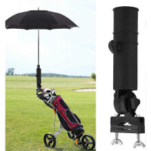 Universele parapluhouder voor golfkarretjes, eenvoudig te installeren, past op alle golfkarhandvatten, zwart (FMY)
