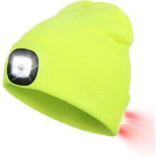 Kötött sapka LED lámpával elöl, USB-ről újratölthető fejlámpa, Kötött sapka lámpával kocogáshoz, kempingezéshez, kerékpározáshoz