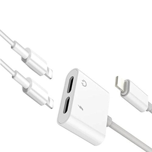 2 in 1 Lightning Adapter / Splitter compatible with iPhone 7/8/X White 1