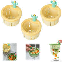 Cactus Kitchen Sink Drain Strainer, Self-Cleaning, Automatic Dumping Basket, Multi-Functional Filter Net with Lifting Handle
