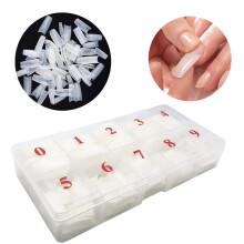 500pcs French Acrylic Nail Tips Natural Half Cover with Box for Salon and DIY Nail Art
