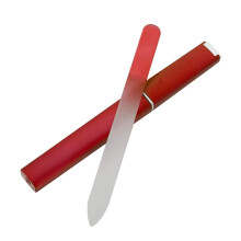 Glass Nail File with Case, Double Sided Crystal Nail File for Natural Nails, Red