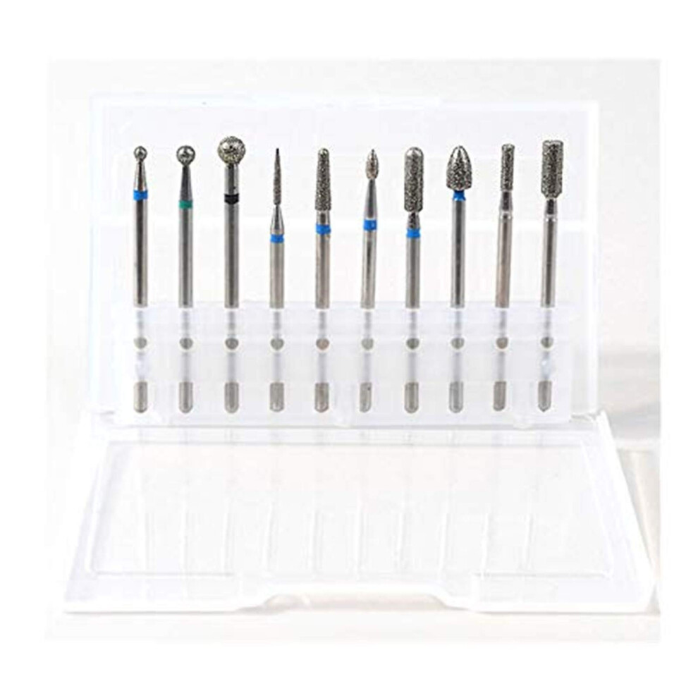10pcs Tungsten Carbide Nail Drill Bits Set for Acrylic and Gel Nails Cuticle Care with Box