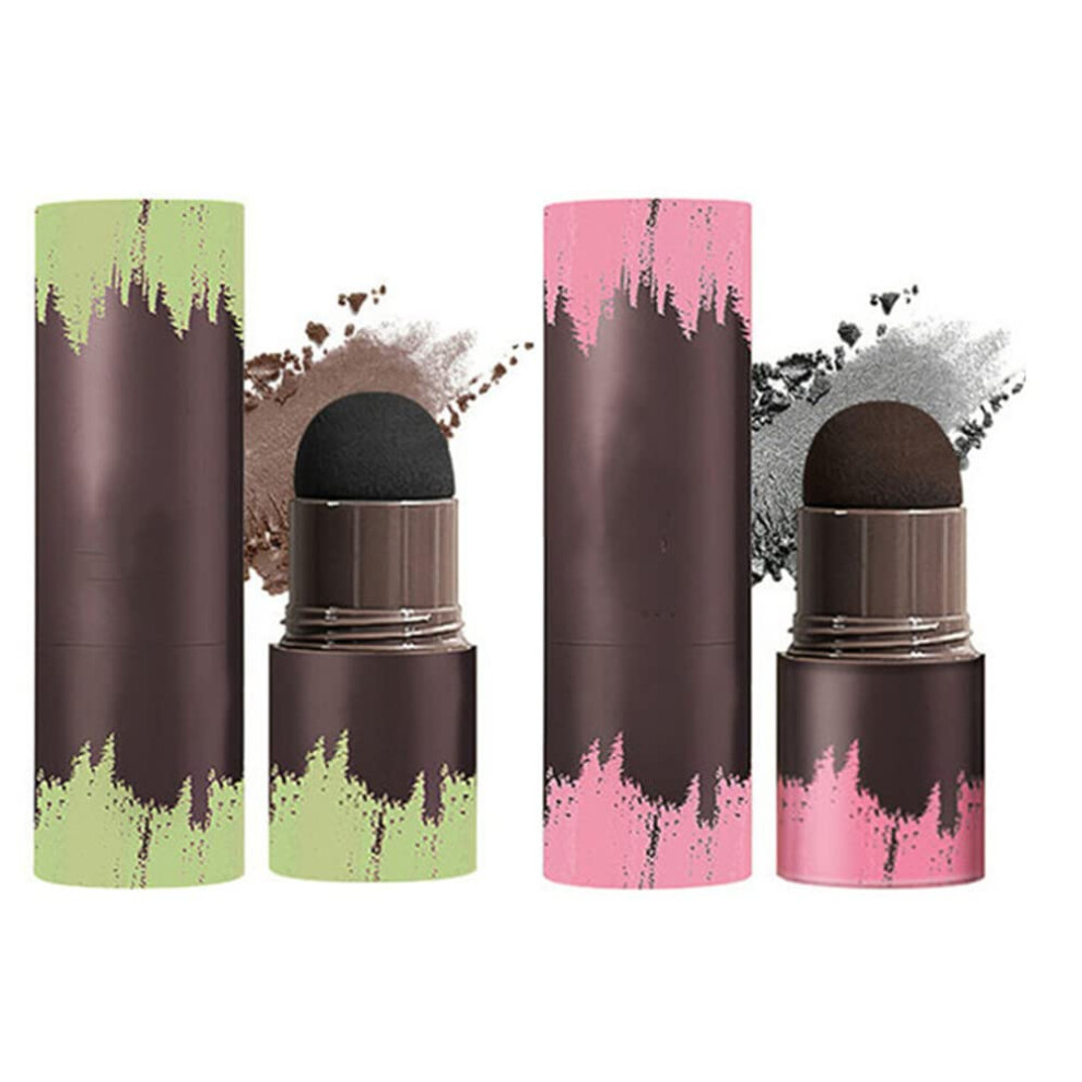 Black,Brown Hairline Powder Stick And Hair Root Concealer Waterproof Longlasting Gray Coverage Mocha Brown + Pearl Black