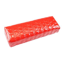 Red Faux Leather Nail Art Hand Rest Pillow for Comfortable Manicure Arm Support at Salon or Home
