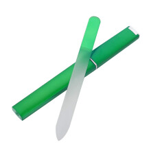 Glass Nail File with Protective Case, Double Sided Crystal Nail File for Natural Nails, Green