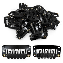 Black Snap Hair Extension Clips and Wig Clips 60 Pack, Durable Metal, Easy SewOn, Black Finish