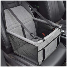 Waterproof Breathable Pet Car Seat with Adjustable Safety Belt, Washable Oxford Cloth, Gray