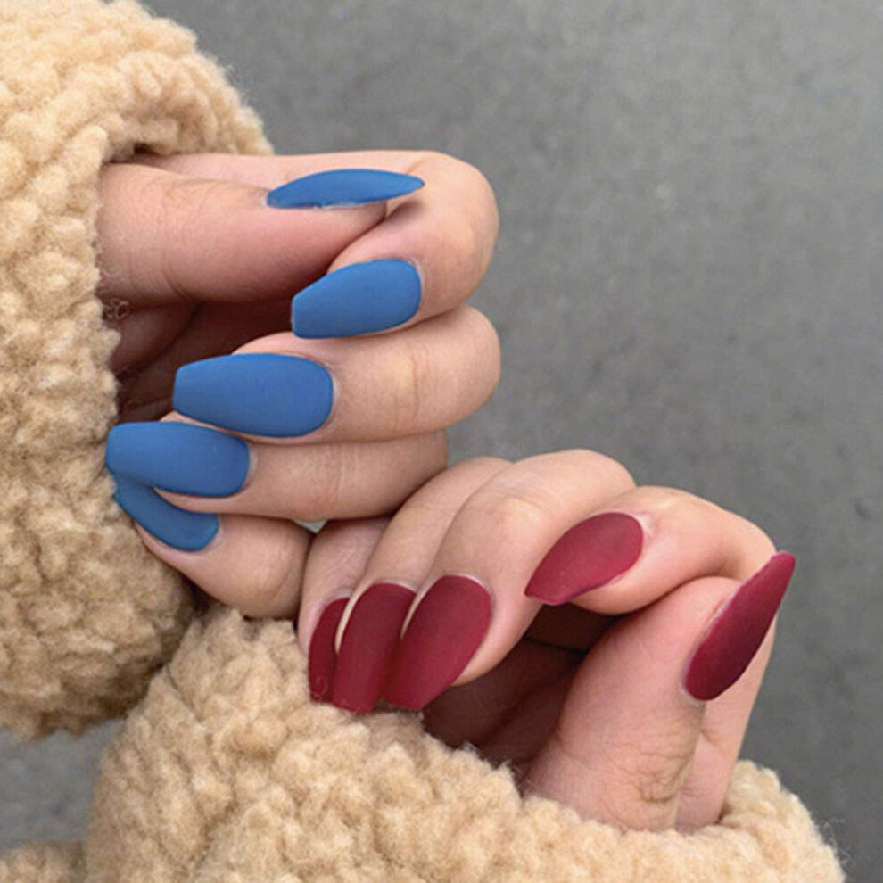 White Coffin Press On Nails Matte Ballerina Acrylic False Nails 24Pcs Easy Application Multiple Colors