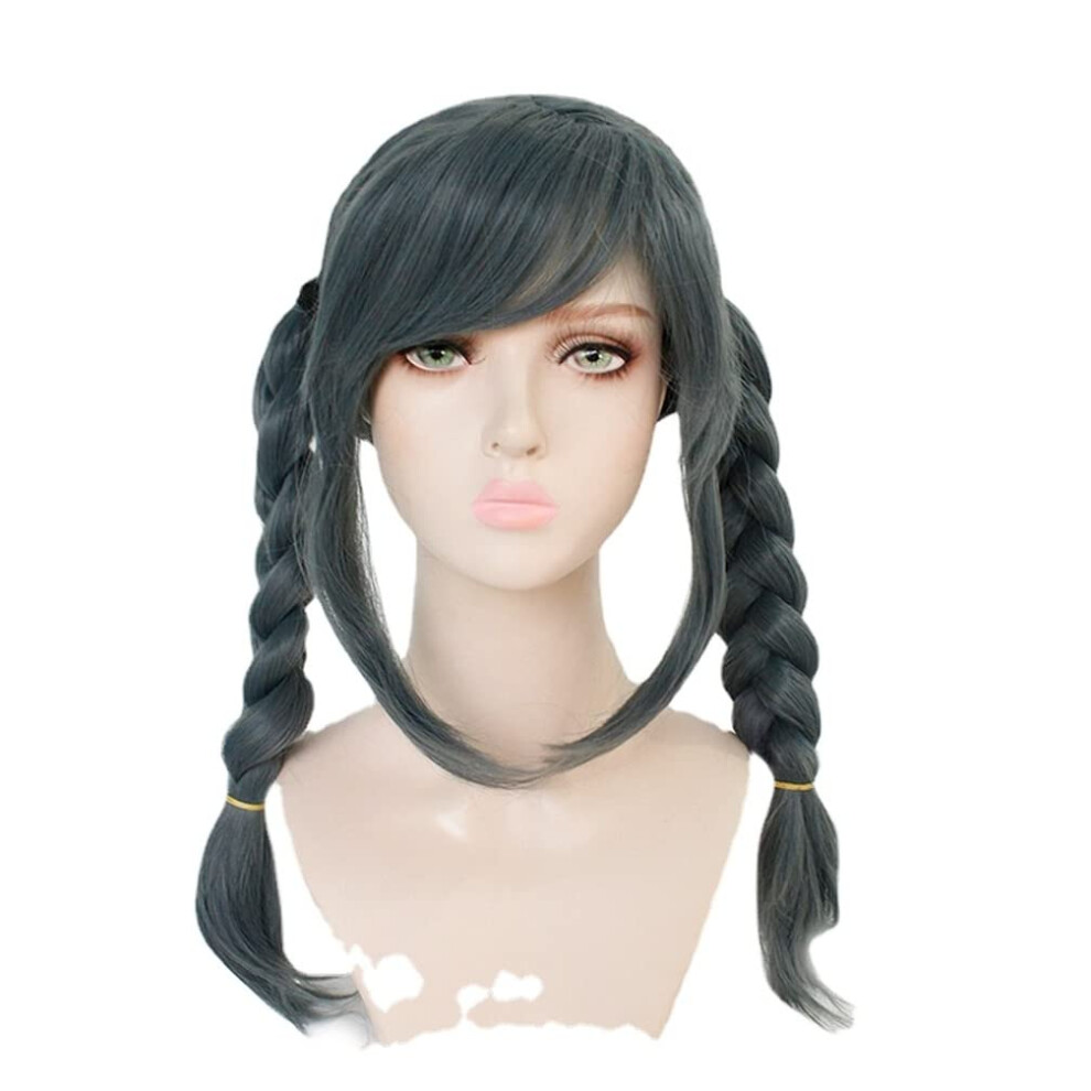 Unisex Dark/Gray Cosplay Wig Braided Heat Resistant Synthetic With Adjustable Strap And Cap