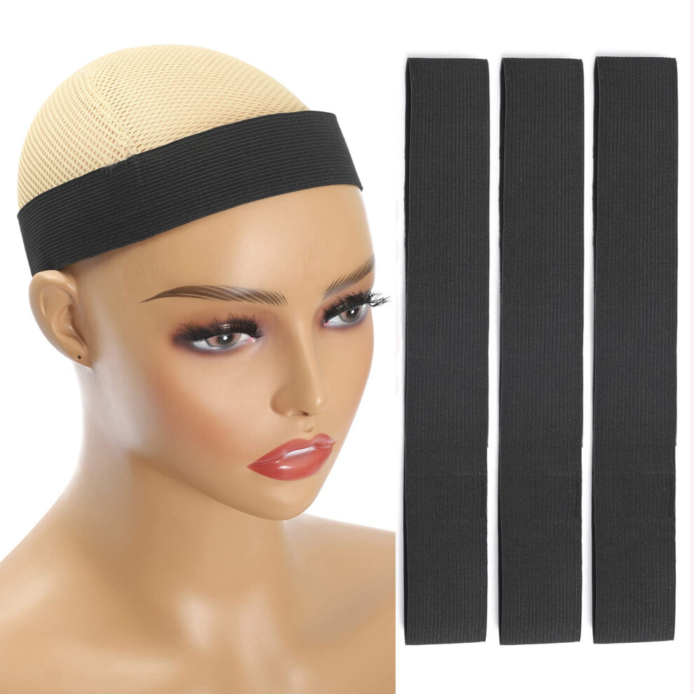 Unisex Black Lace Wig Melt Band 3Pcs Adjustable Elastic For Lace Frontal Adhesive Seamless Hairline