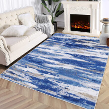 Haperlare Modern Abstract Rug Washable Rug Soft Non-Shedding Multi Print Rug, 4' x 6' Blue