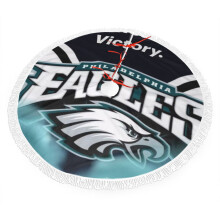 Eagles Christmas Fringe Plush Tree Skirt, Football Team Colors, Easy Install, Great Gift for Fans (30" 36" 48")
