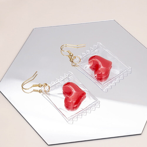 Amosfun1Pair Σκουλαρίκια-Καρδιά σε σχήμα Καρδιάς για την Ημέρα του Αγίου Βαλεντίνου, 2