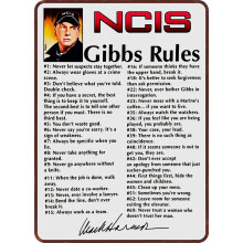 NCIS Gibbs szabályai Leroy Jethro Gibbs aláírása Funny69Rules fémtábla férfi barlangbolt bár pub fali dekoráció 8x12 hüvelyk