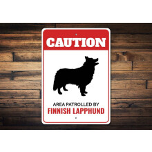 Panneau métallique représentant un chien de race Lapphund finlandais - 20 x 30 cm, panneau d'avertissement en aluminium pour les propriétaires et