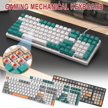 Jacenvly100-gombos mechanikus gamer billentyűzet RGB LED háttérvilágítással, C típusú vezetékes, kompatibilis PC-vel, laptoppal - nagyszerű