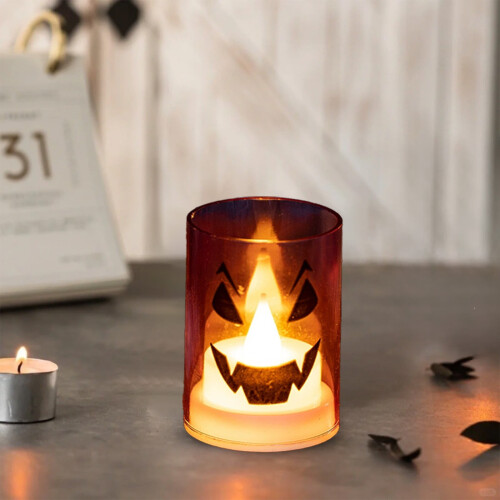 Κεριά Djunllk Halloween χωρίς φλόγα, κεριά LED με μπαταρία, ηλεκτρικά ψεύτικα κεριά για 2