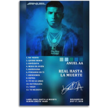 Anuel AA Album Real Hasta La Muerte Tracklist Poster Decoratief Schilderij Slaapkamer Kunst Woonkamer Decor Moderne Esthetiek Poster