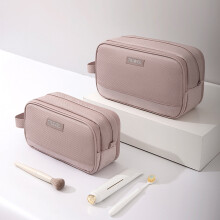 SUSUchens Draagbare Make-up Tas, Grote Capaciteit, Waterdicht, 3 Vakken, Kwastenhouder, Reistas voor Toiletartikelen & Cosmetica, Zwart, Maat L