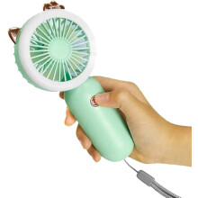 Mini draagbare oplaadbare ventilator 3-in-1 met LED-verlichting, 3 snelheden, USB-opladen, voor op reis, buiten, feestjes (groen)