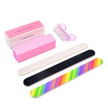 Nail Buffer Set 6 Piece Professional Manicure Kit with Nail Files Buffers and Cleaning Brush for Home and Salon