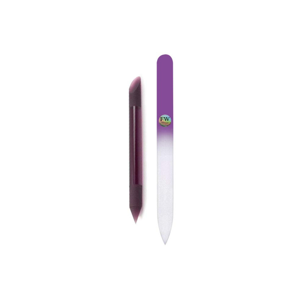 Glass Nail File Set with Cuticle Pusher for Manicure Pedicure, Durable Crystal Tempered Glass