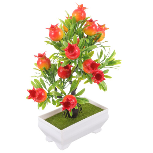 3 kunstbonsai granatapfelbaum mit topf, tischdekoration 1