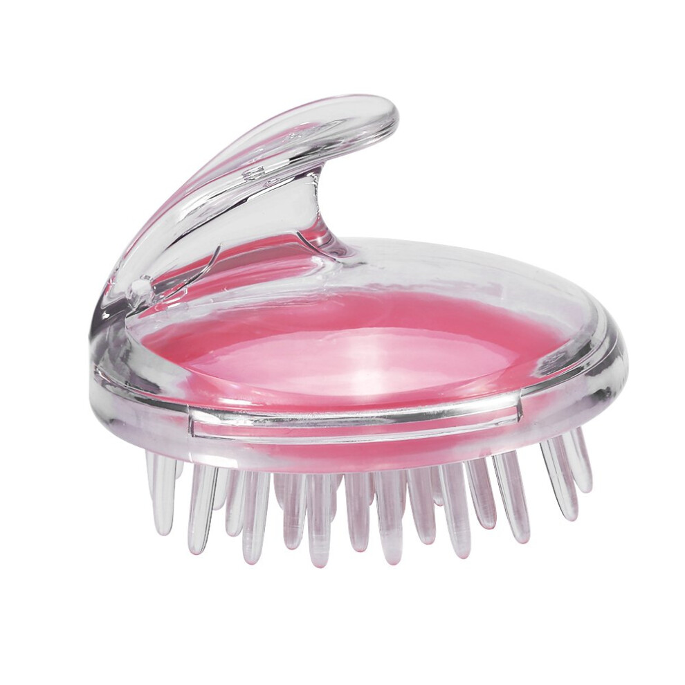 Pink Scalp Massager Shampoo Brush With Silicone Bristles For Deep Cleansing And Hair Washing Â