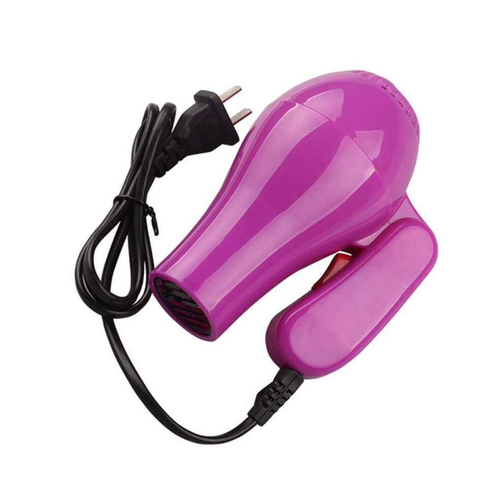 Mini Travel Hair Dryer 220V with Foldable Handle and Retractable Cord, Compact Red Blow Dryer