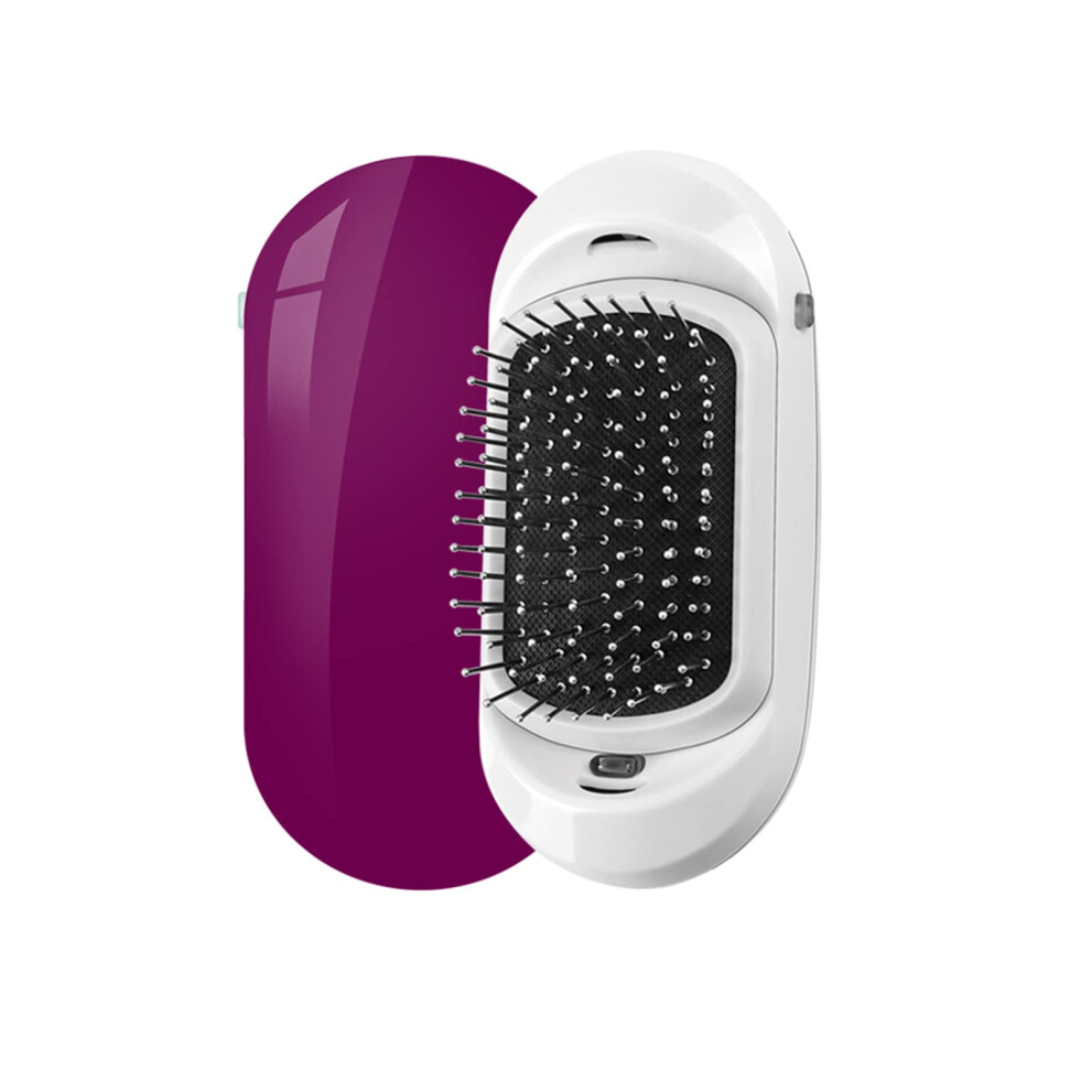 Purple Electric Ionic Hair Brush With Negative Ion Technology, Vibrating Scalp Massage, Antifrizz