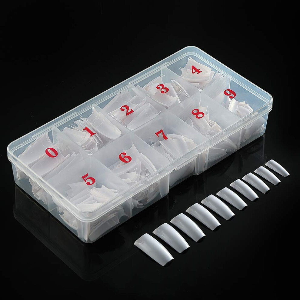 White 500Pcs Acrylic French Nail Tips Half Cover With Case For Salon And Home