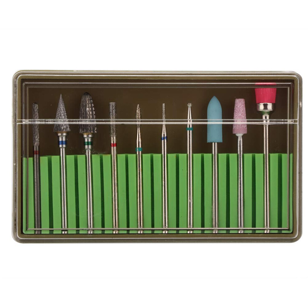 Nail Drill Bits Set 10pcs Tungsten and Ceramic for Manicure Pedicure Acrylic Gel Removal