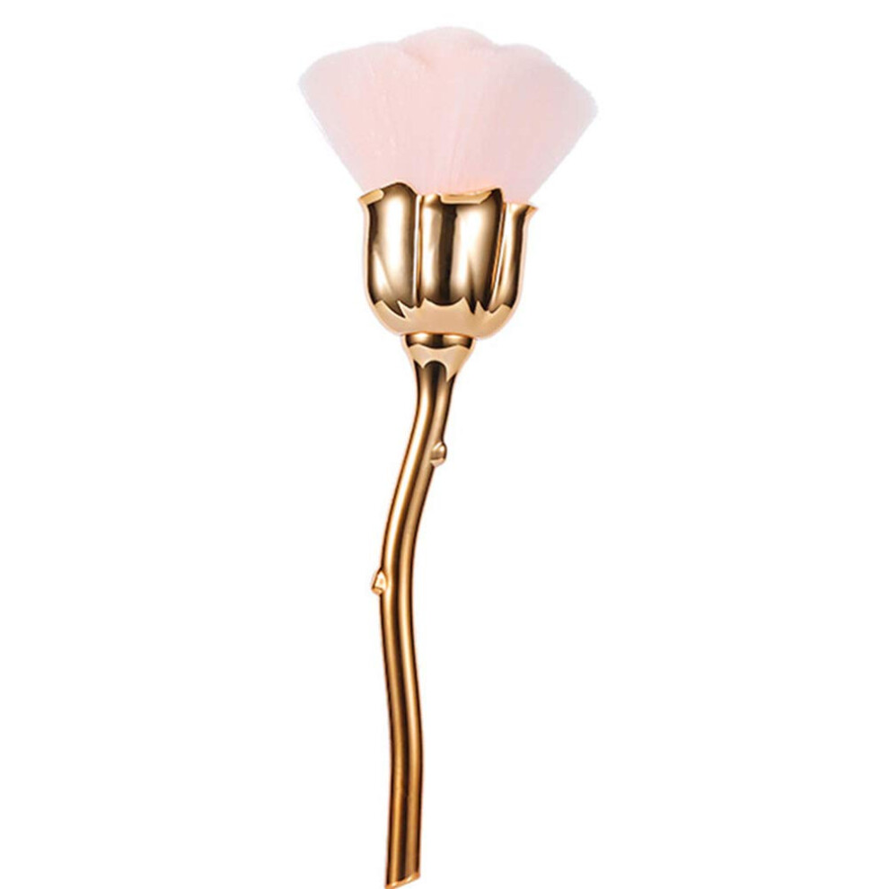 Rose Flower Nail Dust Brush with Soft Fiber Bristles for Gentle Manicure Dust Removal