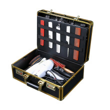 Barber Tool Carrying Case with Double Password Lock, Large Capacity Gold Hair Stylist Storage Box