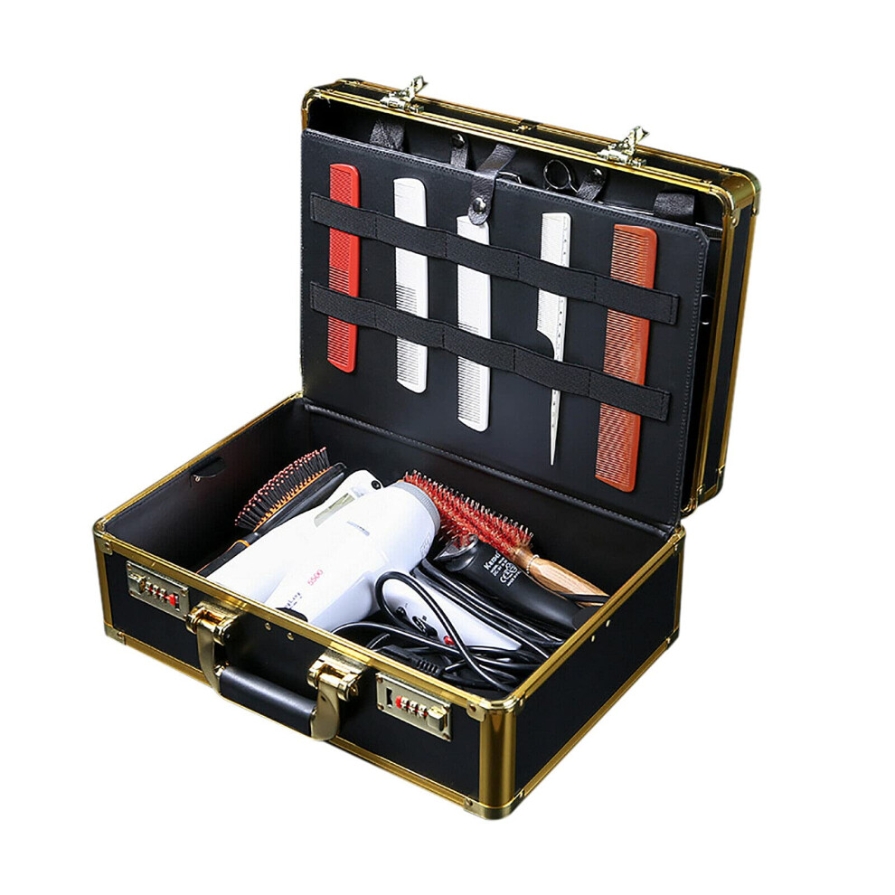 Barber Tool Carrying Case With Double Password Lock, Large Capacity Gold Hair Stylist Storage Box 9365369144545