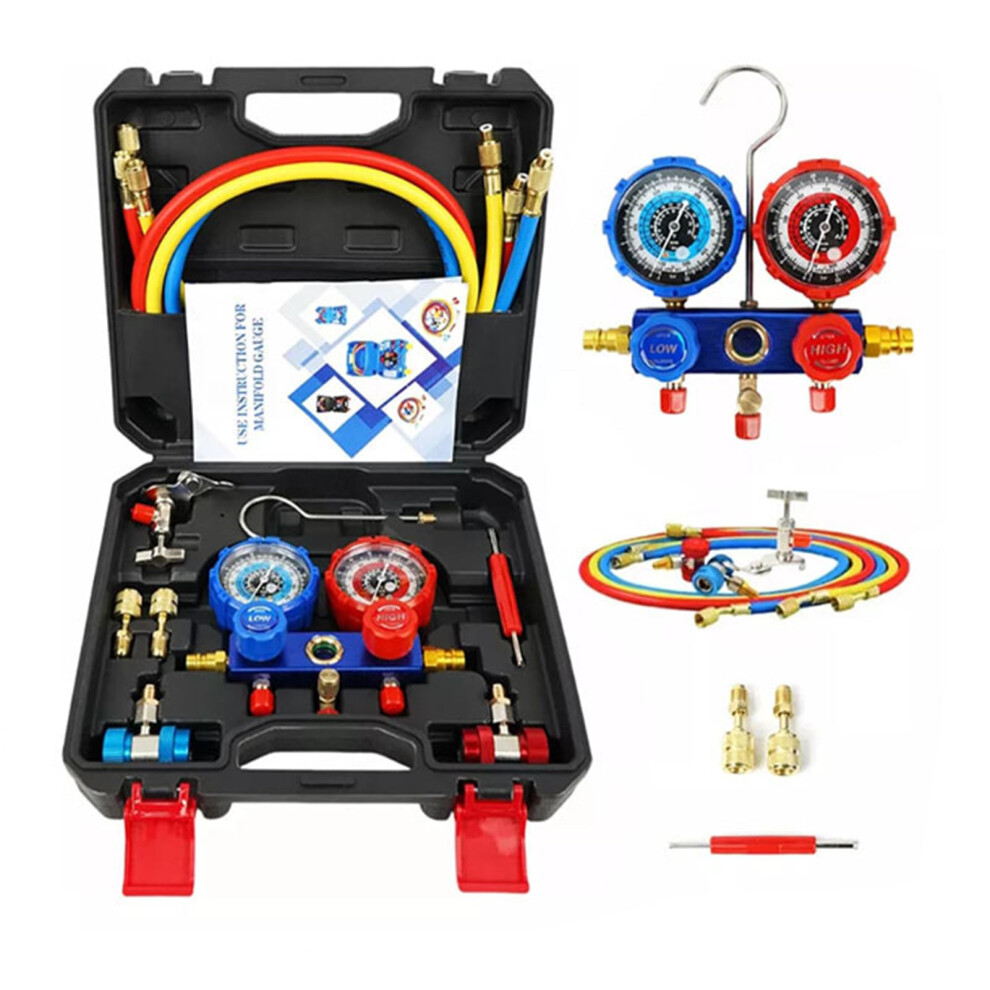 Ac Manifold Gauge Set For Car And Truck, Hvac Refrigerant Charging Kit With Shockresistant Frame 9365369195967