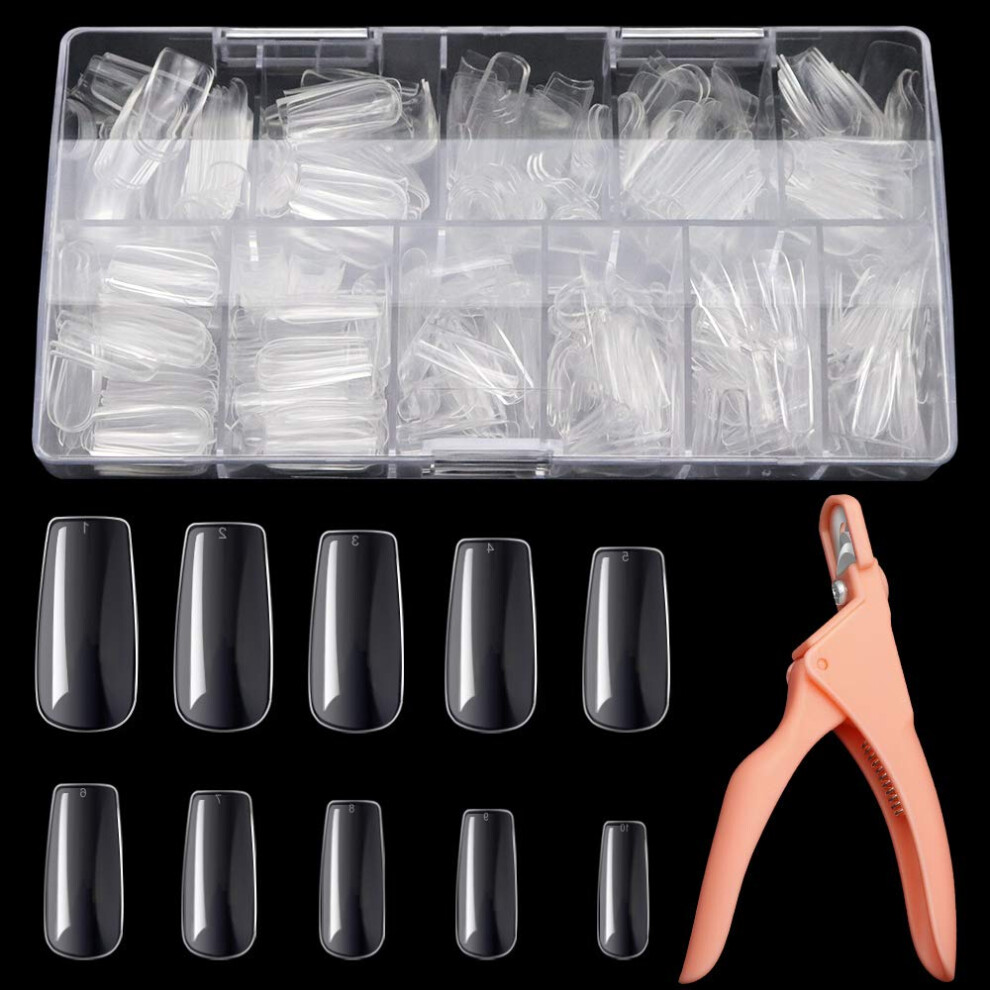 Clear Acrylic Nail Tips for Women 500pcs French Style False Nails for DIY Manicure and Nail Art