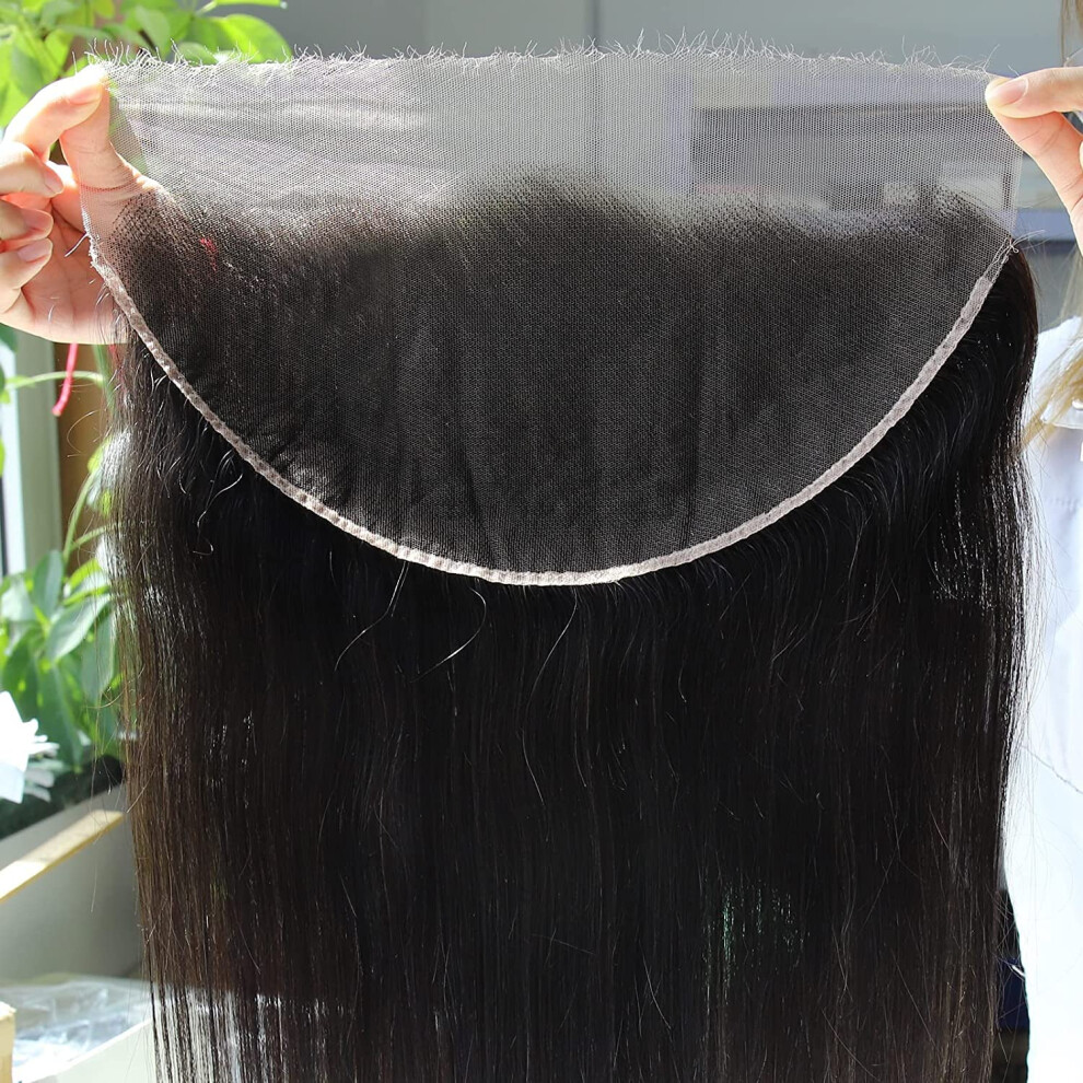 Unisex 13X6 Hd Lace Frontal Wig 20 Inch Straight Virgin Human Hair Pre Plucked Natural Hairline