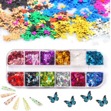 3D Butterfly Nail Art Glitter Set  12 Colors Holographic Sequins for Manicure and DIY Crafts