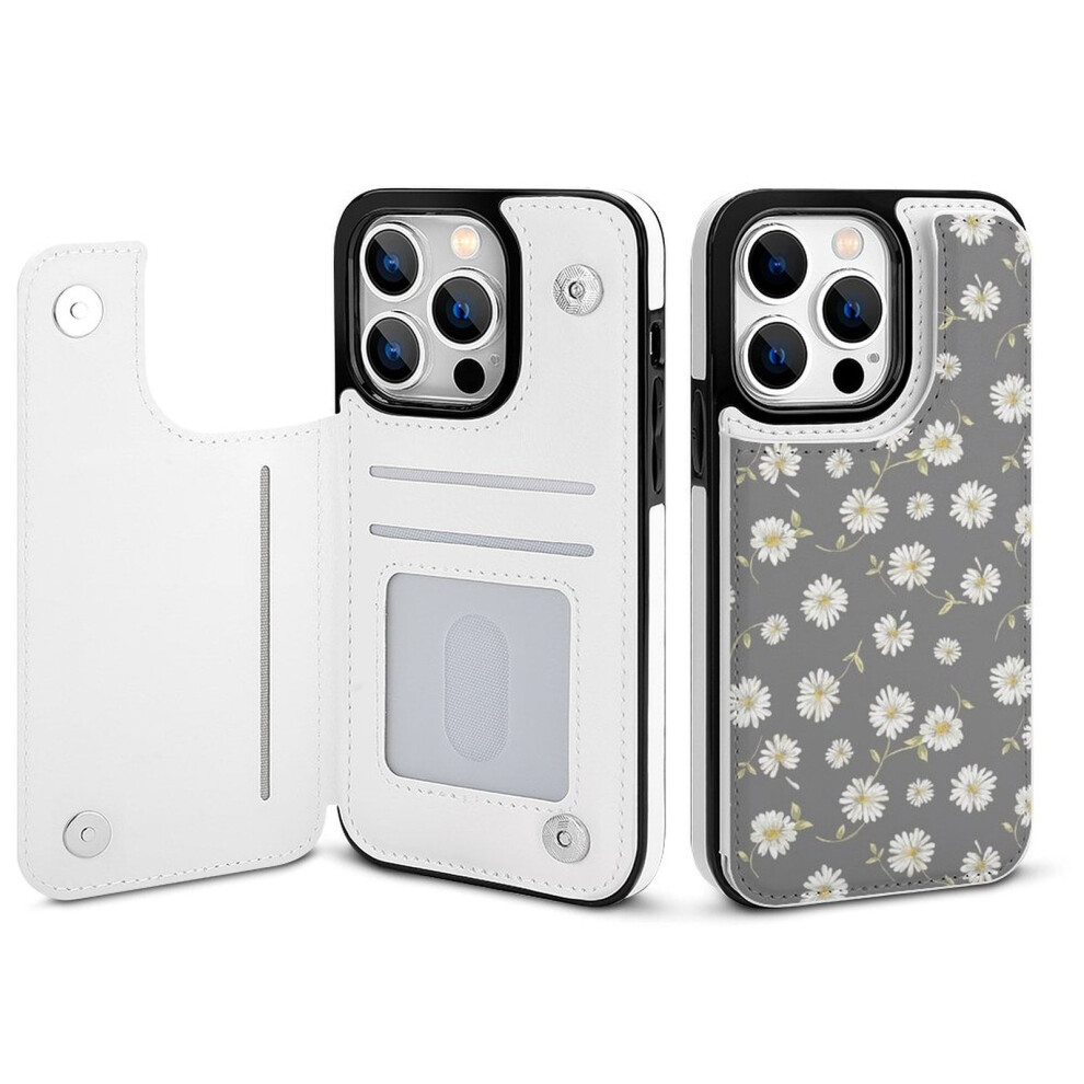 Floral Pattern Compatible With Iphone 14 Pro Wallet Case, Pu Leather Folio With Card Holder, Kickstand & Magnetic Clasp 9482828873300